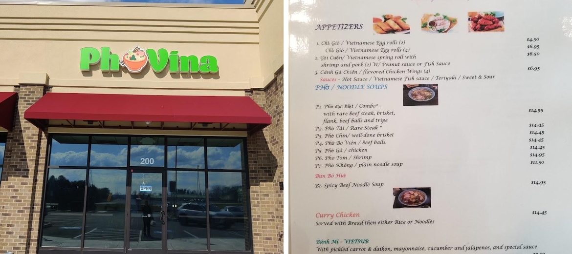 PhoVina Menu